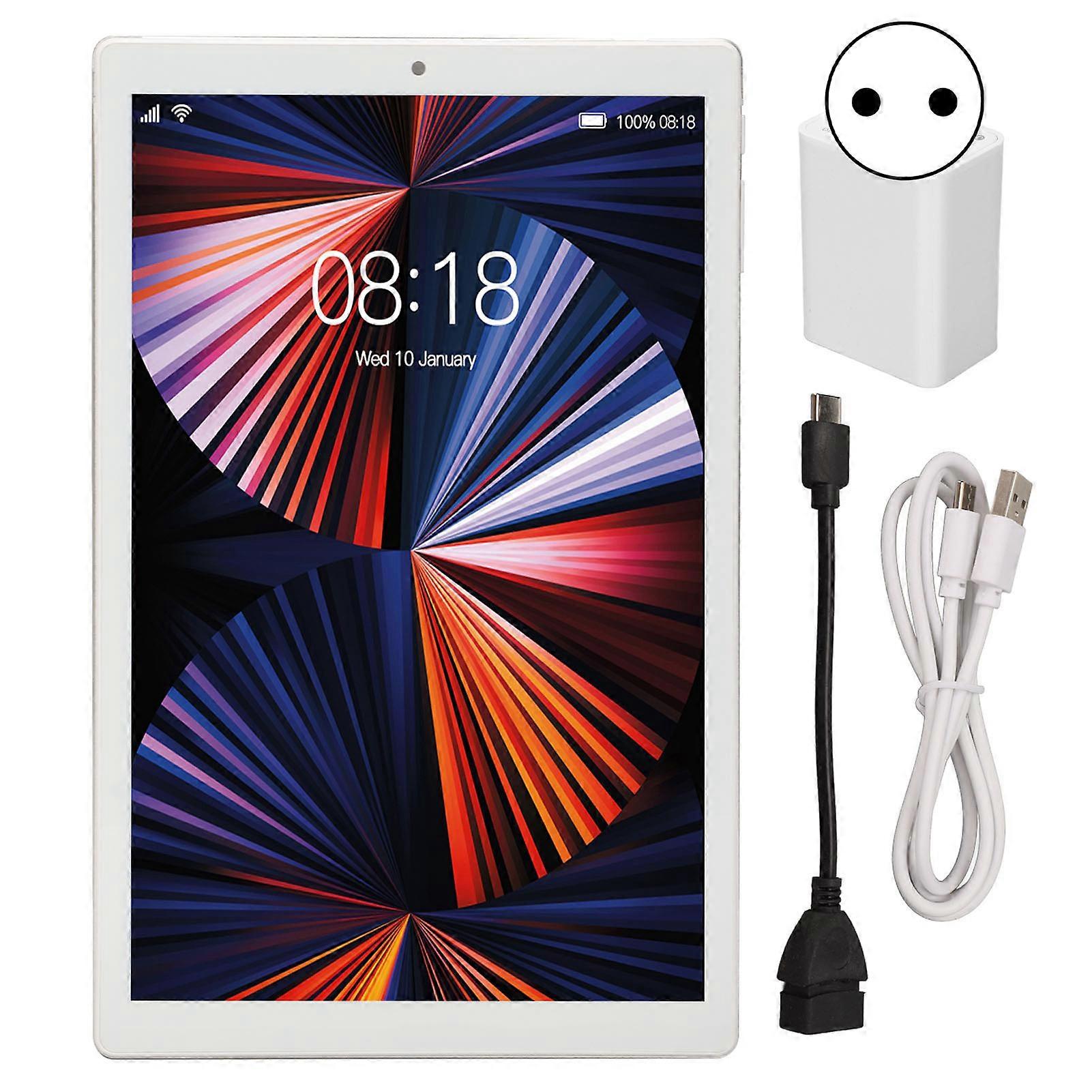 10 Inch Tablet 4GB RAM 64GB ROM Octa Core Processor 2.0GHz 5G Dual Band WiFi Tablet for Android10 EU Plug 100?240V Silver EU Plug
