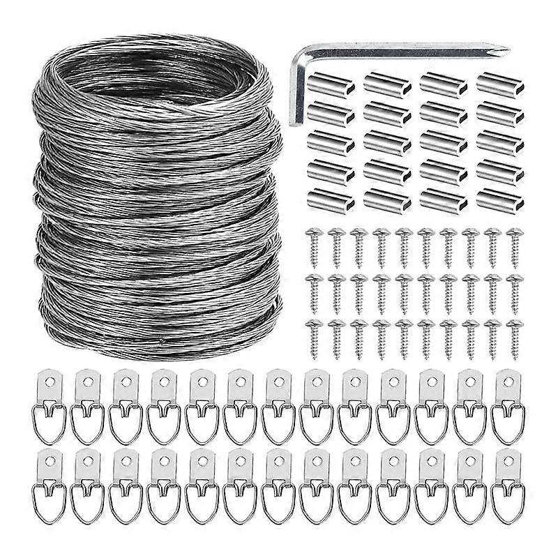 100 Pcs Picture Hanging Wire Kit, 100 Feet Heavy Duty Wire Picture Hanging for Photo Mirror Frame A