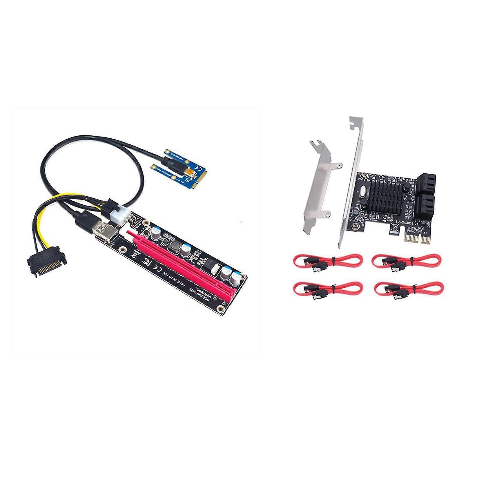 Sataiii Extender 6gbps 4-port Expansion Card With 4 Sata Cable