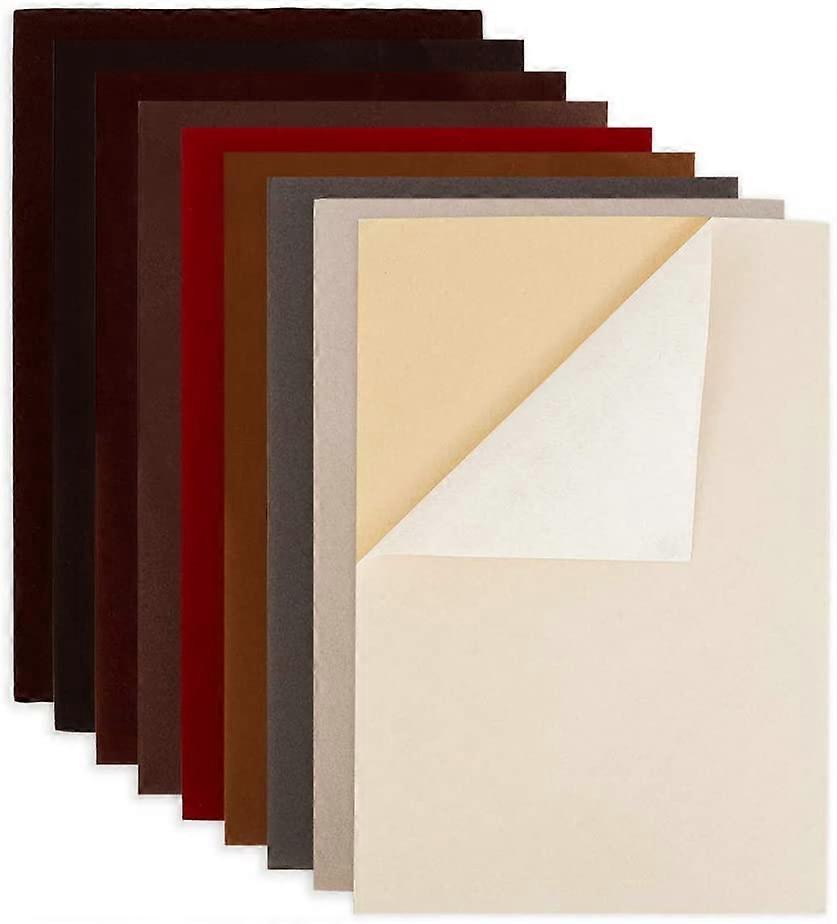 18PCS 9 Color Velvet Fabric Sticky Back Adhesive Back Sheets A4 Sheet (8.3" x 11.8") Self-Adhesive Durable and Water Resistant Multi-Purpose Ideal for