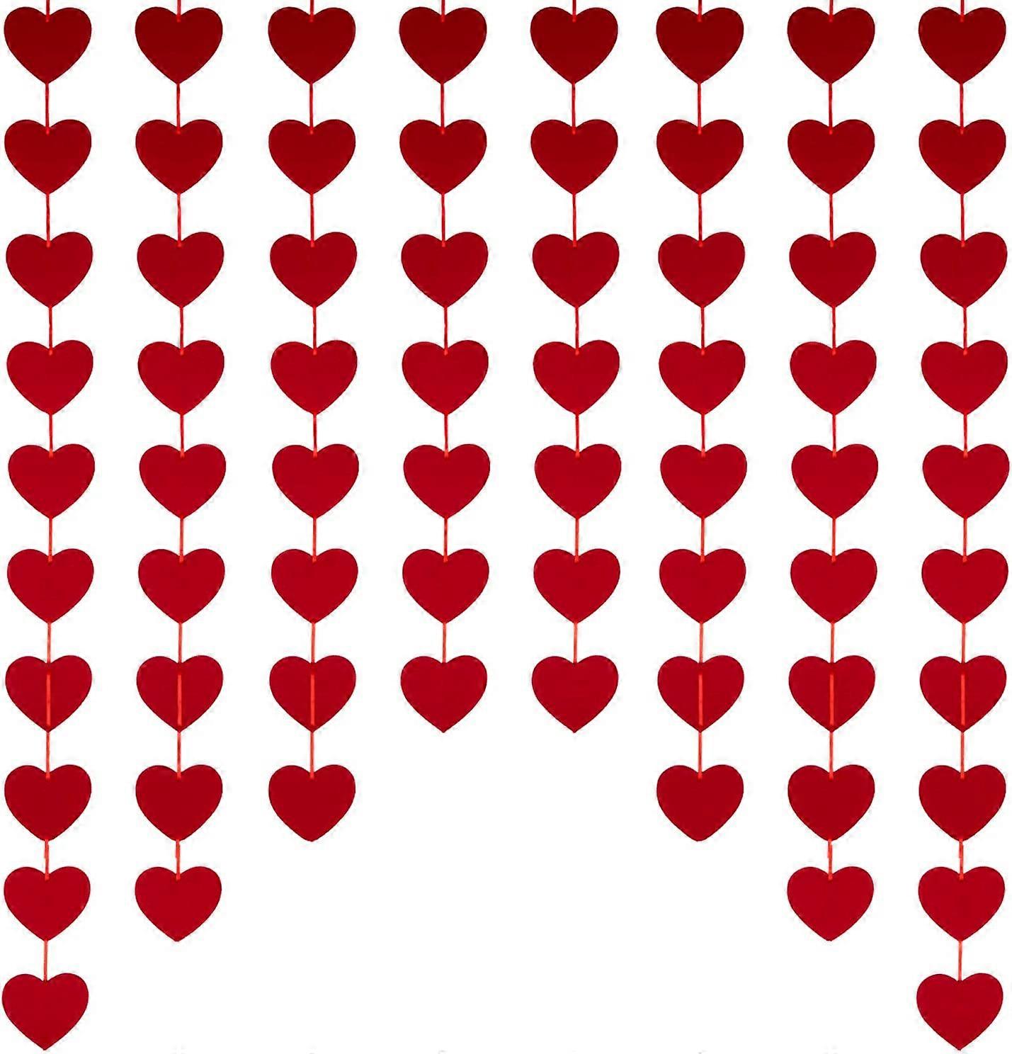 Valentines Day Decorations - 80 PCS Red Felt Garland Hanging String Hearts - NO