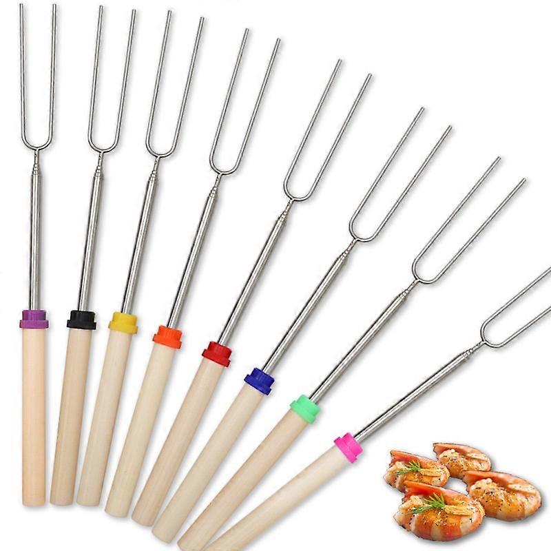 Marshmallow Roasting Sticks, Smores Skewers Telescoping Rotating Forks Set of 8