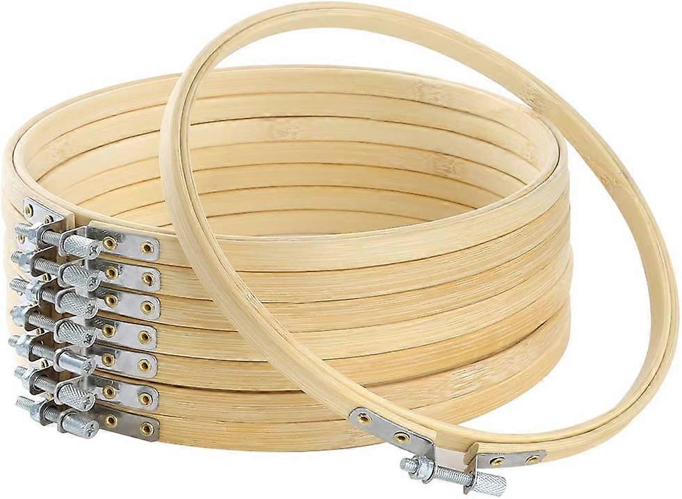 8 peças 7 polegadas bordado aros de madeira redonda ajustável bambu círculo cruz ponto anel a granel