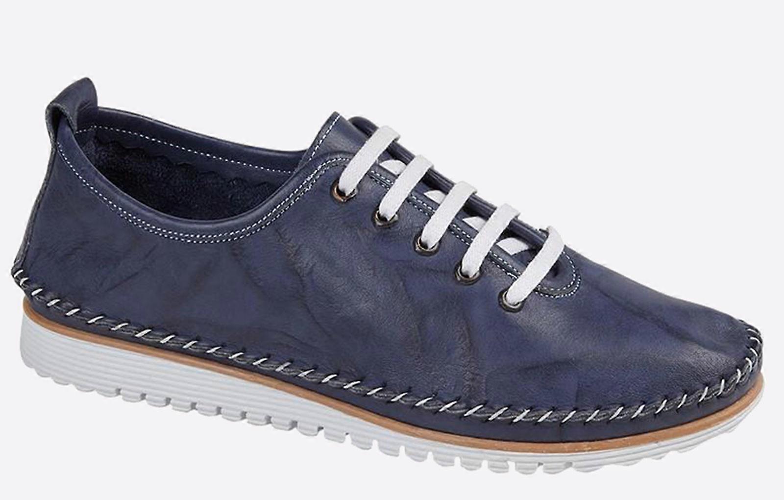 Mod Comfys Nevaeh Flexi Lace Leather Shoes Navy