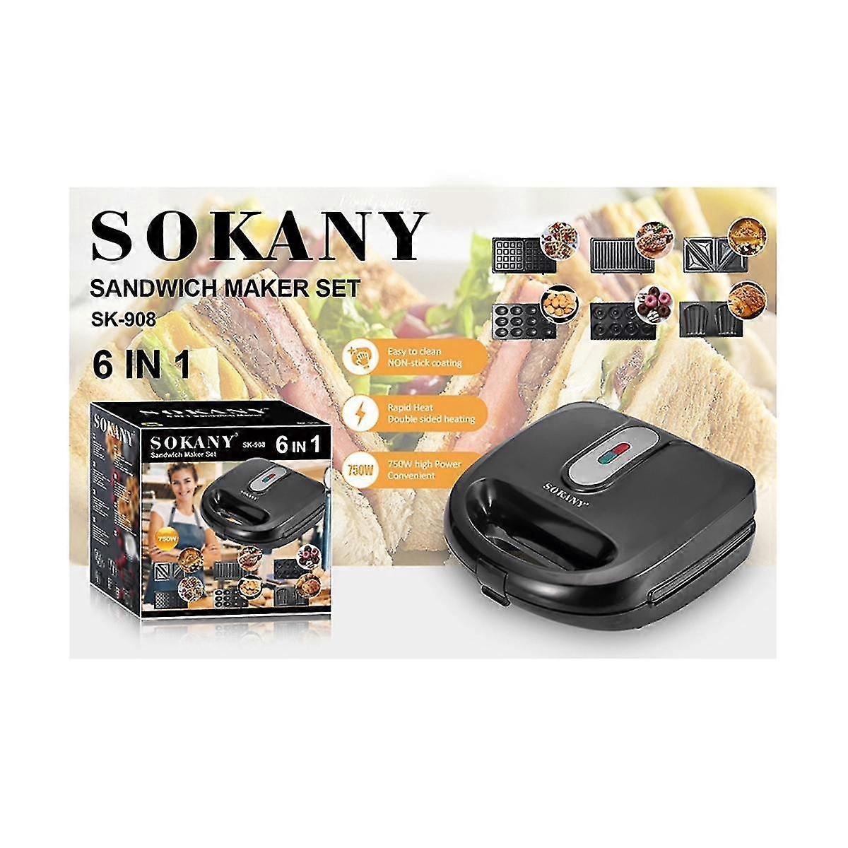 6-in-1 Electric Waffle-maker Multi- Bubble Sandwich Maker Pizza / Machine Kitchen Appliance Non-st