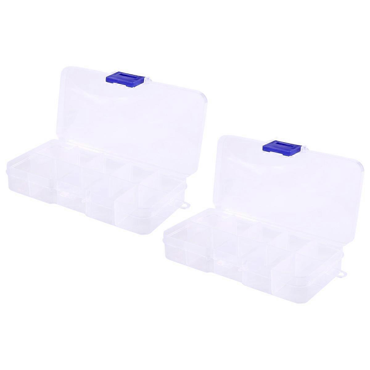 2Pcs 10-Slot Portable Plastic Resistors Electronic Component Case Box