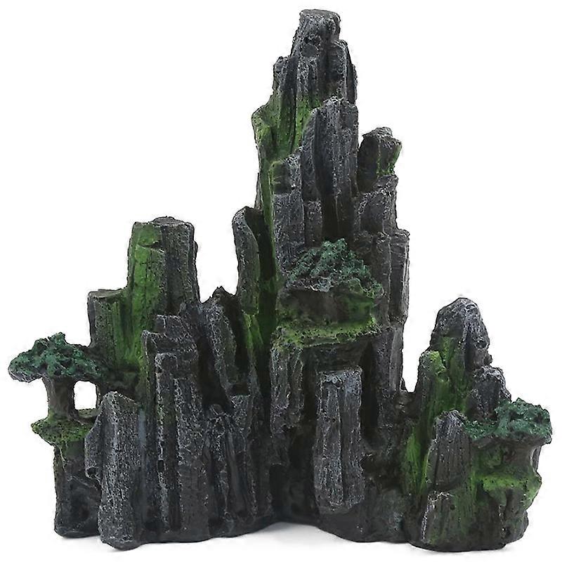Aquarium Ornament Resin Rockery Artificial Hill Resin Mountain View Rock Decorating Ornament Fish T
