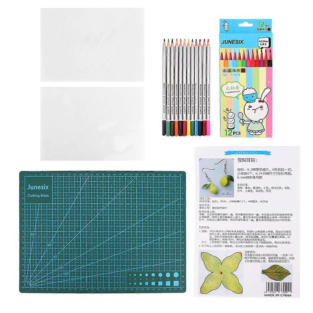DIY Heat Shrink Sheet Pear Shape with A4 Cutting Board DIY HandMade Earings Craft Accessories