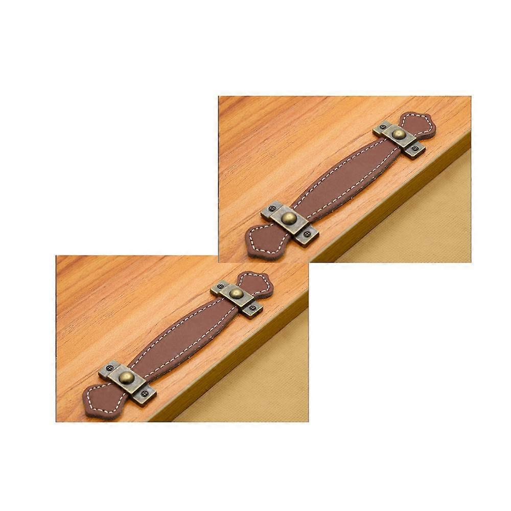 5 stk skuff, skap, dørhåndtak, lærhåndtak, rød 128mm,2024 Ping