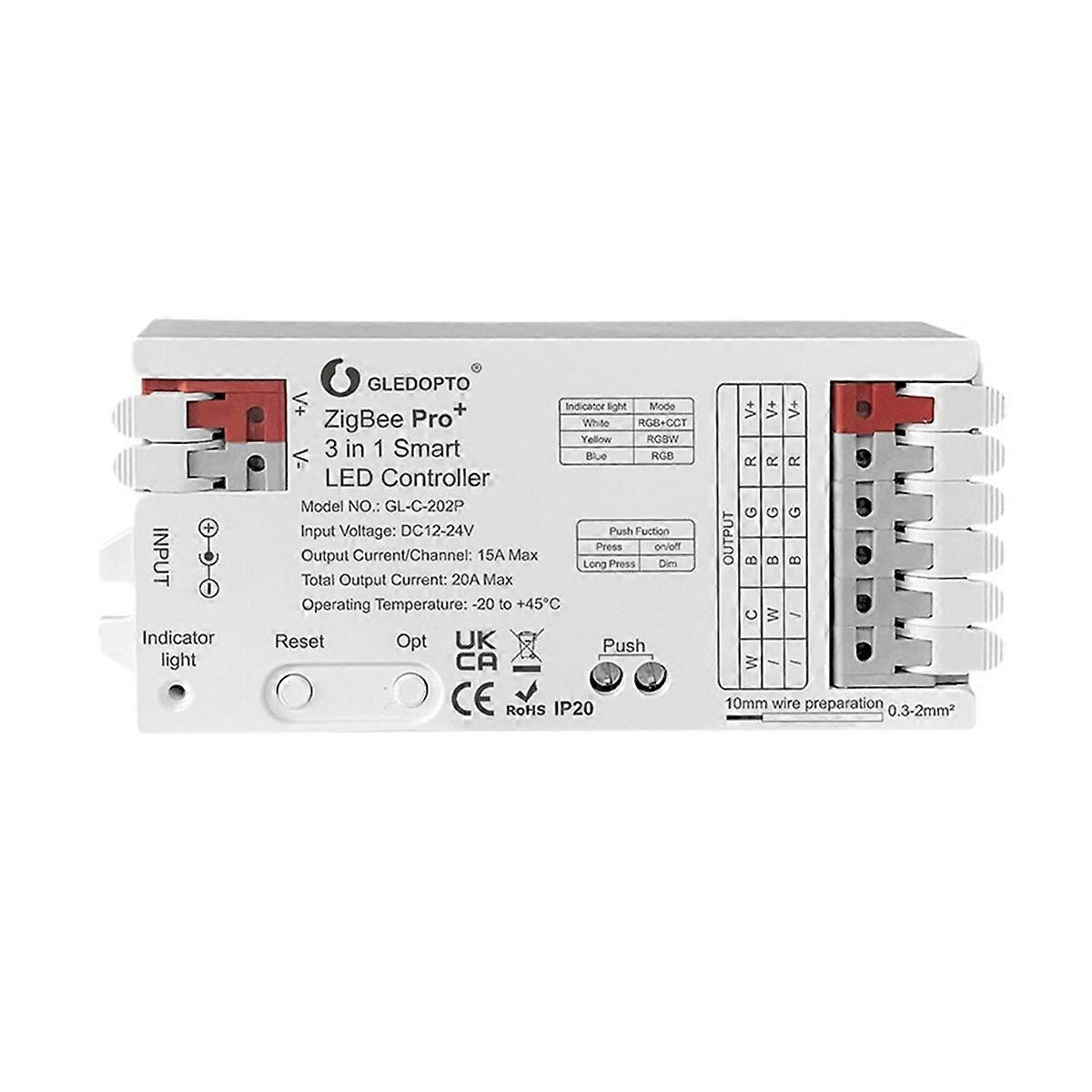 ZigBee 3 in 1 RGBCCT/RGBW/RGB LED Strip Light Controller 20A Max H/Ue Alexa Homey Tuya Smart APP V