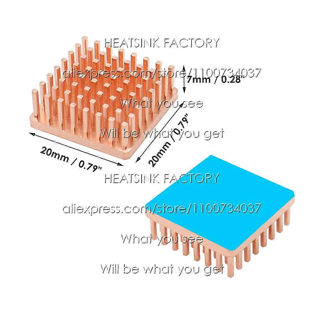 Pure Copper 20x20x7mm Square Heat Sink Memory RAM Cooling For VGA DDR GPU IC Chipset Radiator Cooler Heatsink With Thermal Pads