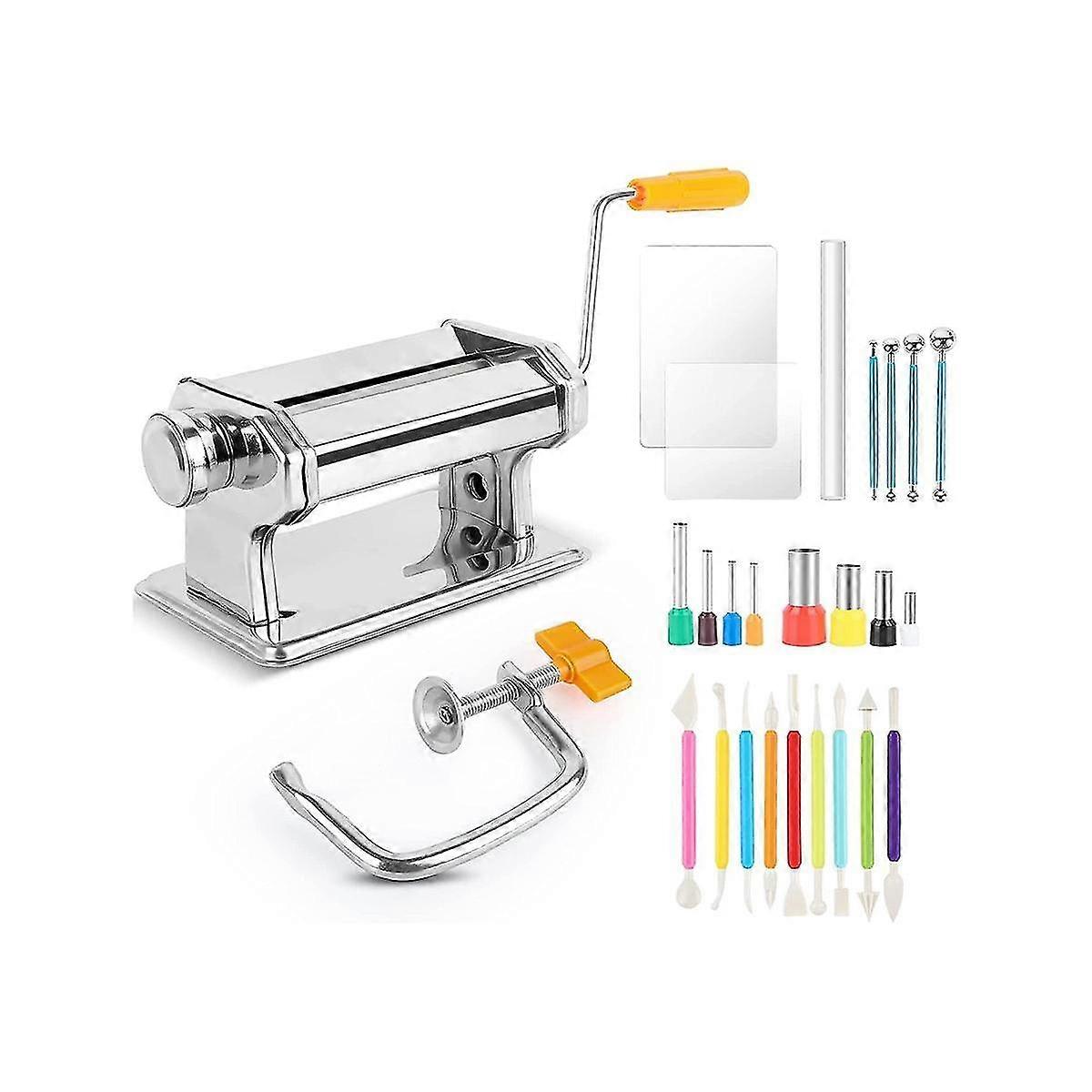 סט מכונת רולר חימר פולימרי נירוסטה פולימר מכבש חימר מדריך לילדים מבוגרים קדרות חימר