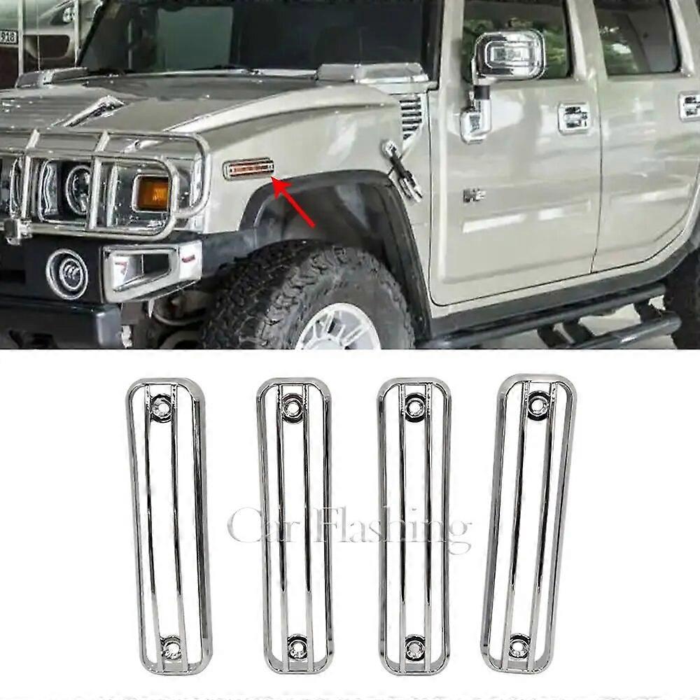 CSCSNL Side Marker light trim Guard Trim Protector For HUMMER H2 SUV SUT 2003-2009 4 PCS Chrome cover frame Cab Marker Lights