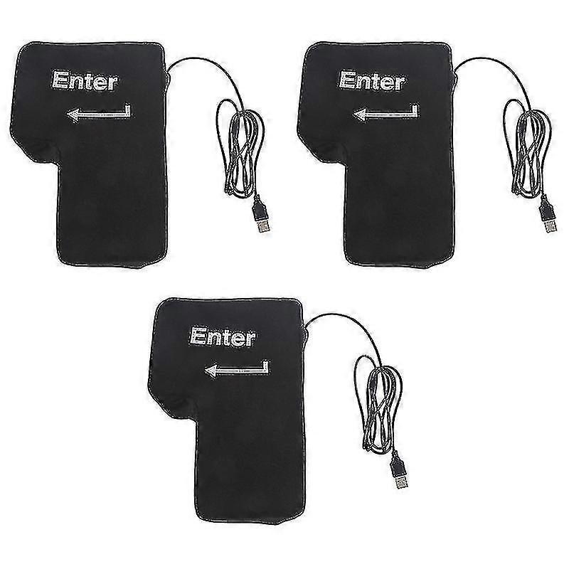3x Enter Key Pillow, big USB Enter Button Stress Relief Vent Tools, unbreakable Relax Enter Key Offic