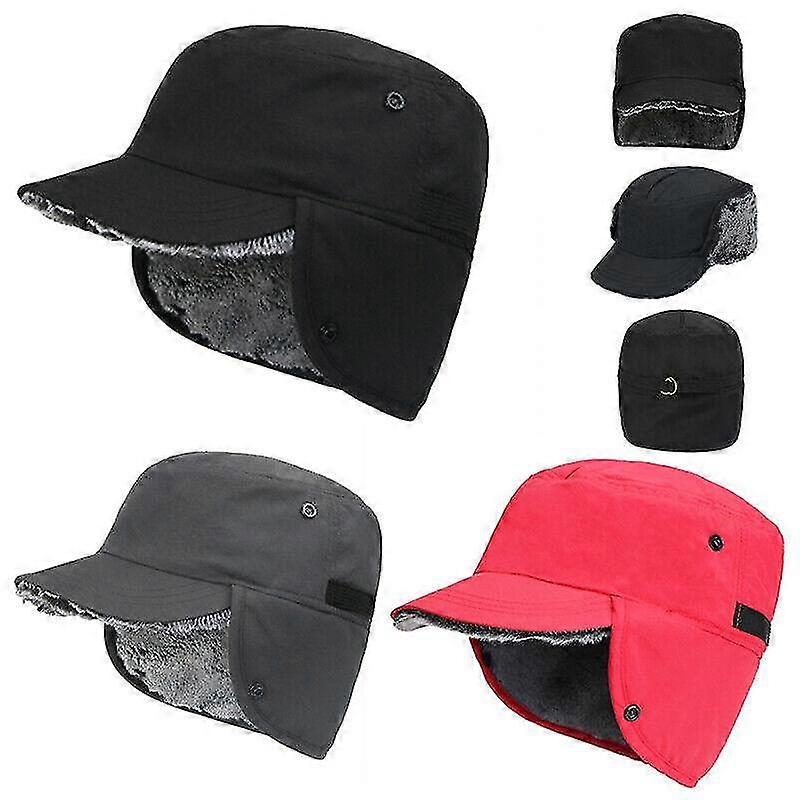 Winter Warm Ear Flaps Hat with Peaked Cap Basecap Trapper Waterproof Unisex
