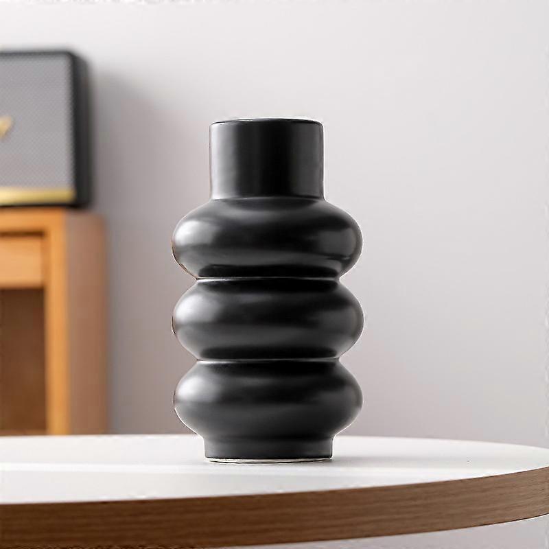 White Shaped Circle Vase, Modern Minimalist Ceramic Vase