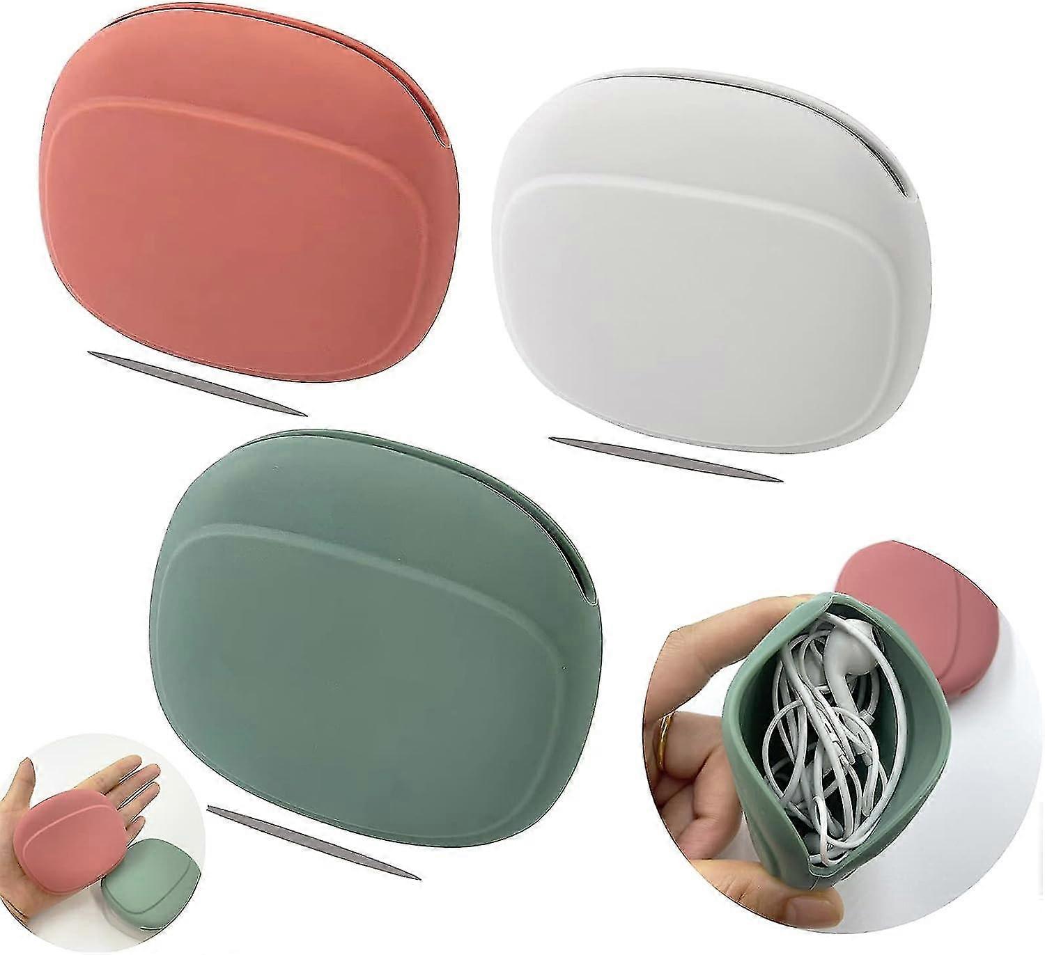 3pcs Silicone Headphone Organizer, Data Cable Storage Case, Mini Key Box