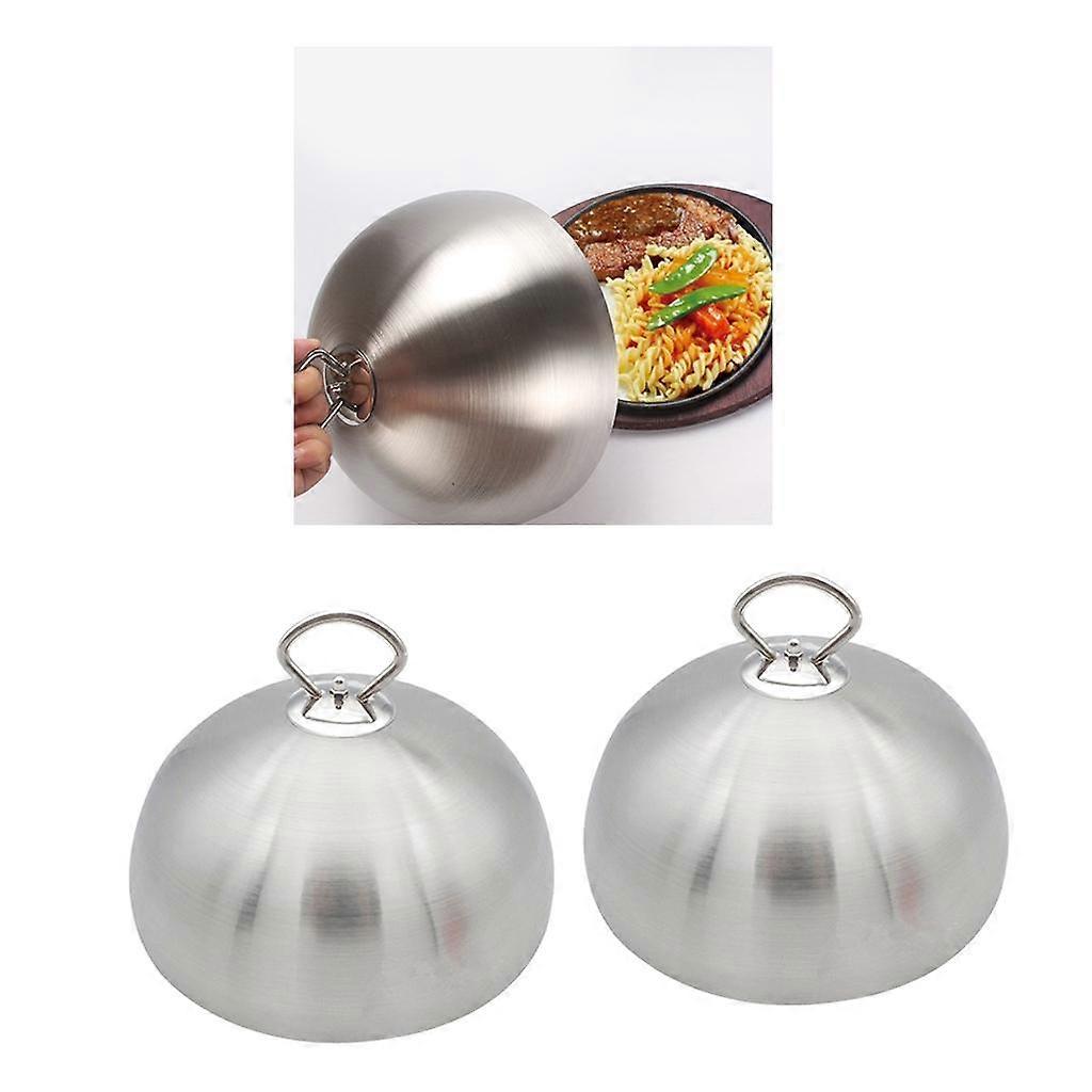 2 Pz 11 Pollici In Acciaio Inox Bistecca Grill Barbecue Pan Coperchio Coperchio con Manico