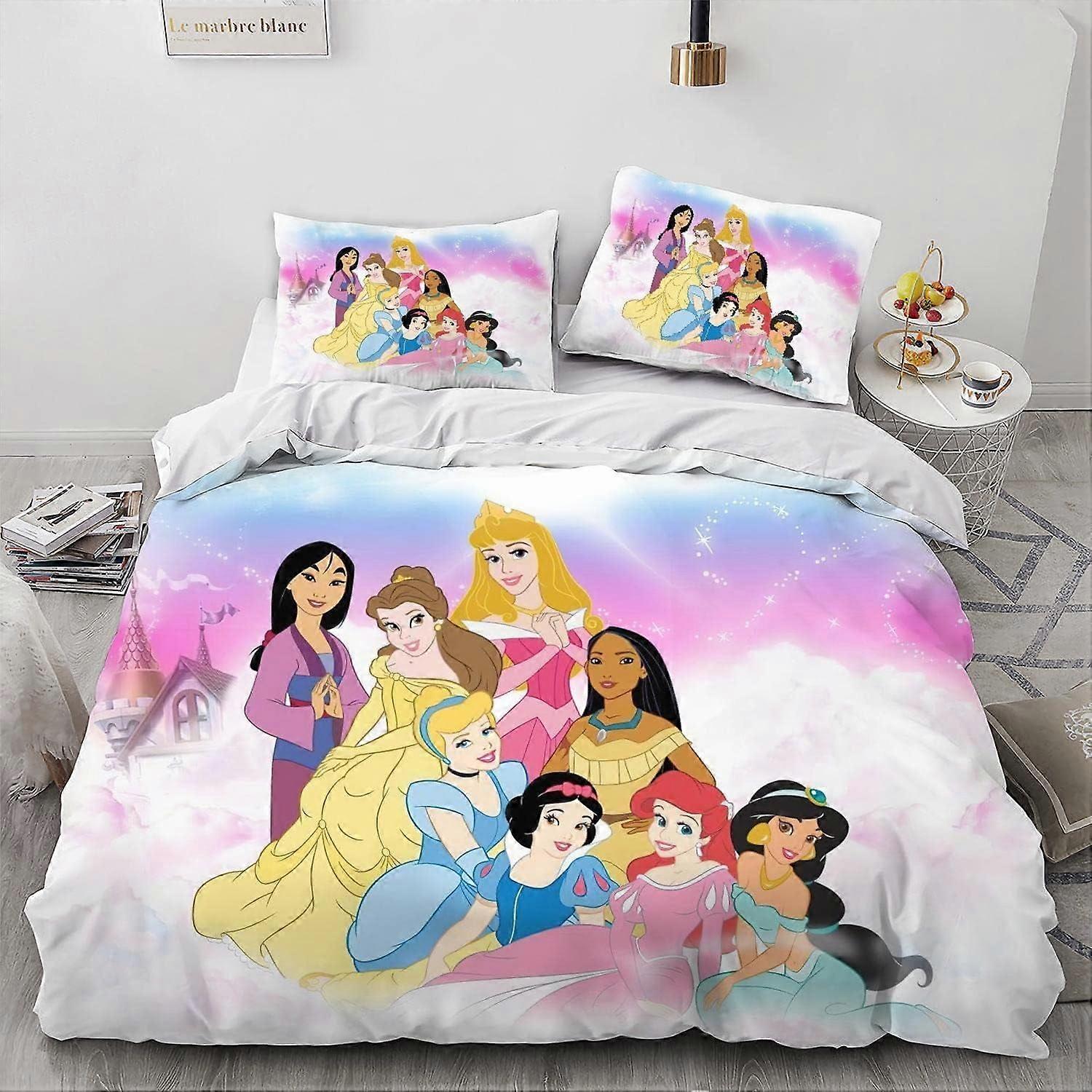 Komplet pościeli MV659 Zestaw poszewek na kołdrę Princess Cartoon Girl, zestawy pościeli ze 100% mikrofibry, 3-częściowy zestaw ultra miękkich, przyjaznych dla skóry pokrowców na kołdrę YF659