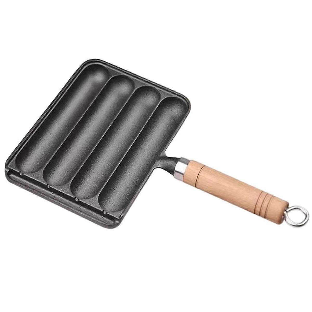 Poêle à saucisse en fonte, pot pour la cuisson des saucisses grillées, pot à saucisses grillées pré-assaisonnées à la maison, Horiz