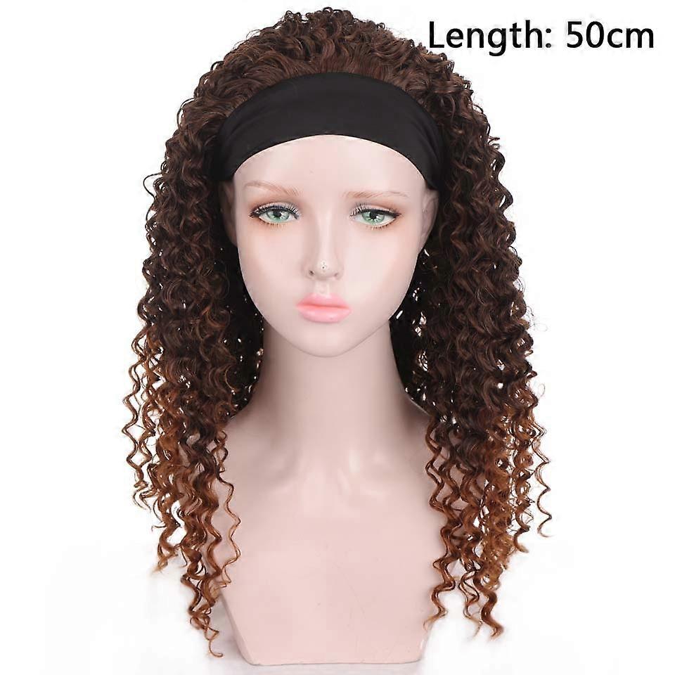 HOUYAN Lang rett svart brun tofarget hårbånd bånd syntetisk parykk for daglig slitasje av afrikanske kvinner