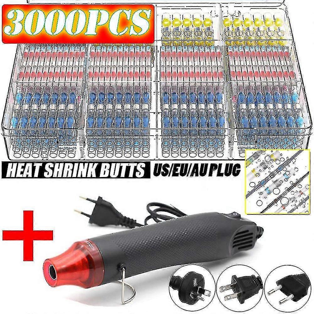 100/800pcs σύρμα συγκόλλησης συνδετήρων θερμικής συρρίκνωσης συγκόλλησης πισινό συνδετήρων kit αυτοκινήτων marine μονωμένος με το πιστόλι θερμού αέρα 300w
