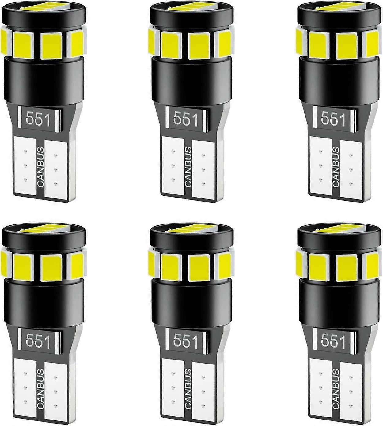 T10 2835 CANBUS Error Free LED Light Bulb for Car Headlights Profile Lights License Plate Lights Running Lights 6000K White Super Bright LED Bulbs (6