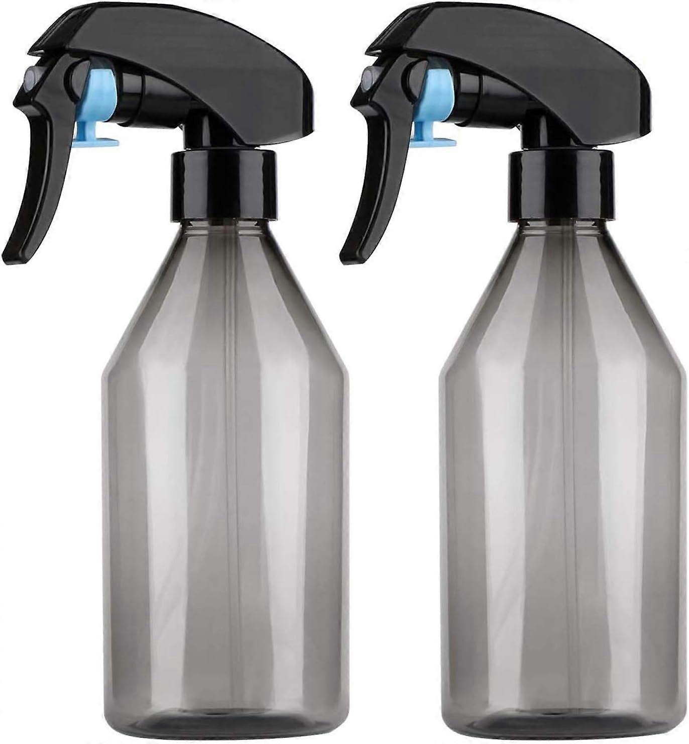 2 Pack - BlackEmpty Plastic Spray Bottles - 300ml - BPA Free - Refillable - For Cleaning Solutions, Gardening, Hair
