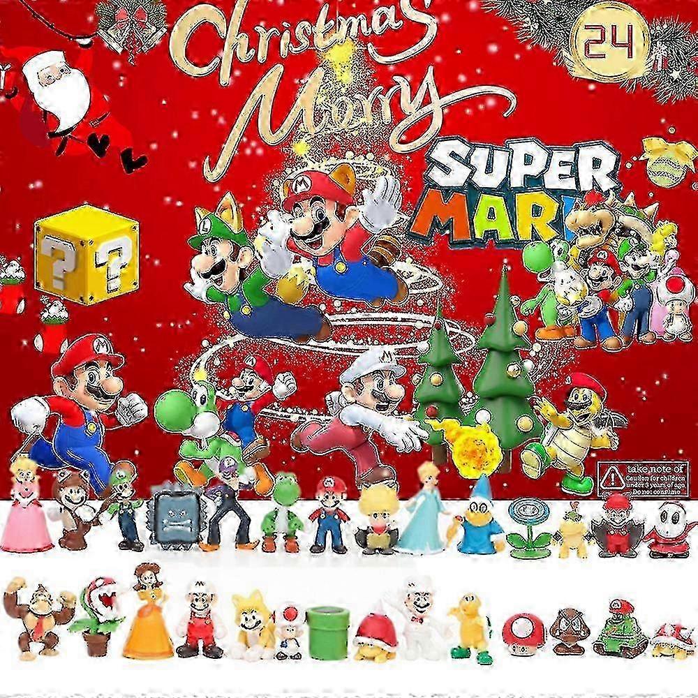 Super Mario Game Theme Cartoon Characters 24 Days Advent Calendar Christmas Surprise Blind Box Kids Children Gift