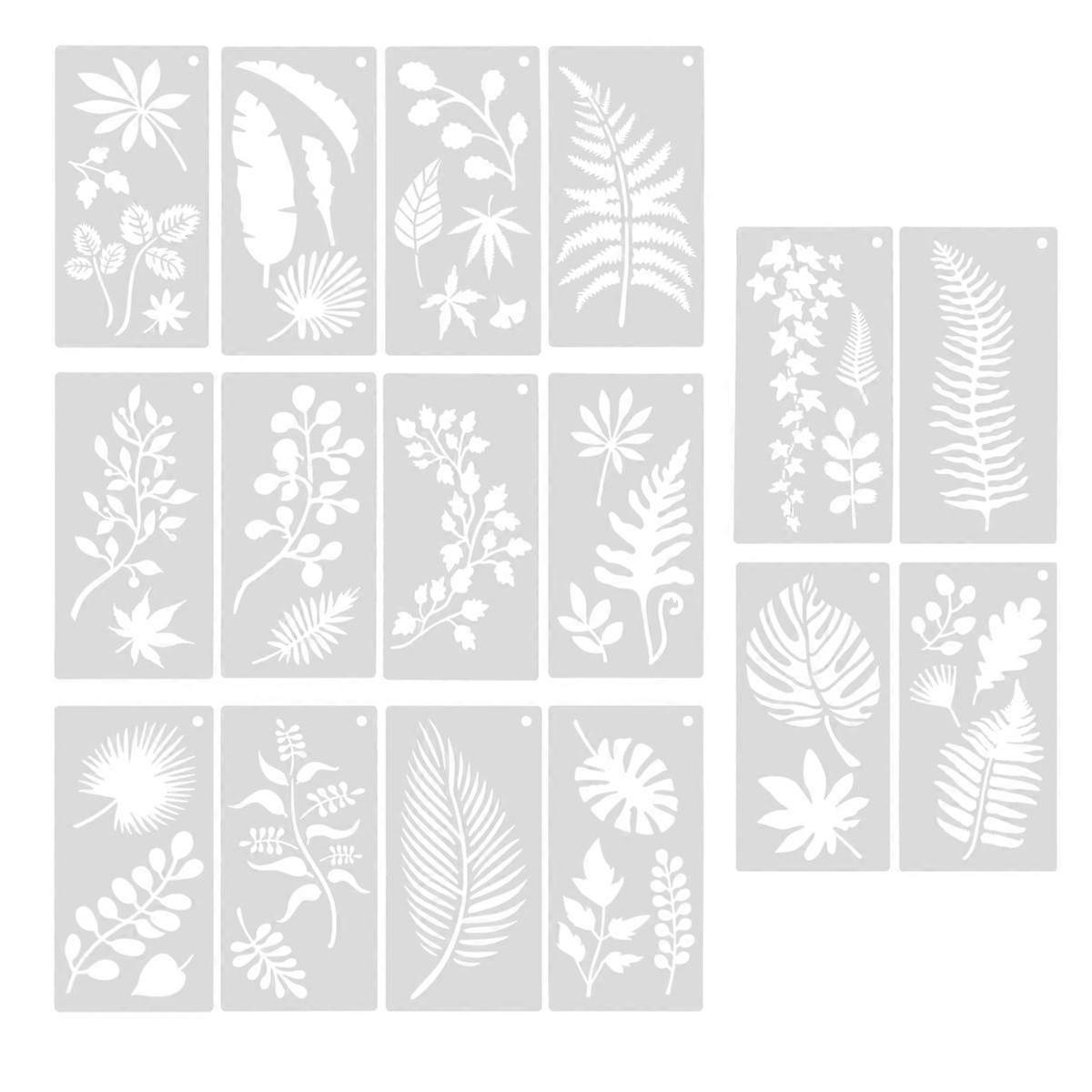 16 Pieces Leaves Stencil Reusable Sheet Painting Stencil Sheet Wall Stencil Leaf Pattern Template Tropical Leaf Reusable