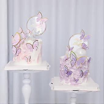 22-Piece Butterfly Cake Topper Set – Includes Happy Birthday Acrylic & Metal Toppers – For Birthdays, Weddings, Baby Showers (Purple & Pink) - View #4
