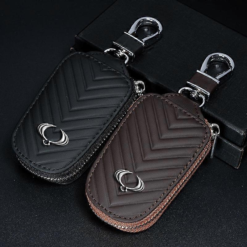 With SsangYong Logo For SsangYong Kyron Rexton Actyon Korando Leather Car Key Case Zipper Key Cover Keychain Car Accessoies
