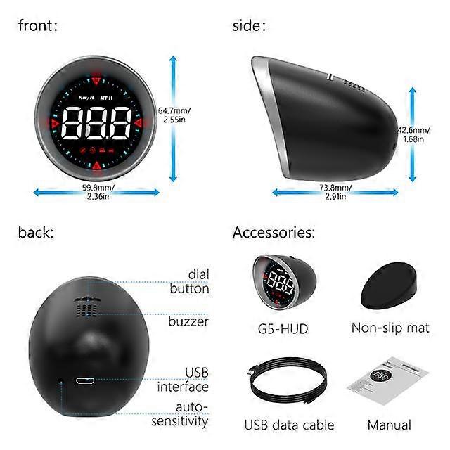 G5 GPS HUD Smart Digital Speed Mileage Meter Overspeed Auto Alarm Head Up Display For All Car Universal Compass Projector