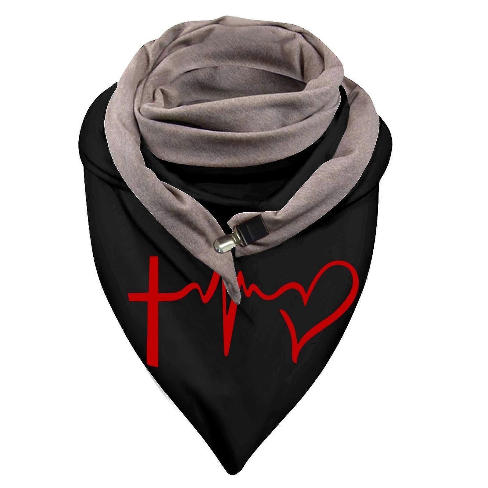 Universal Autumn Winter Warm Windproof Prints Double-layer Buckle Scarf
