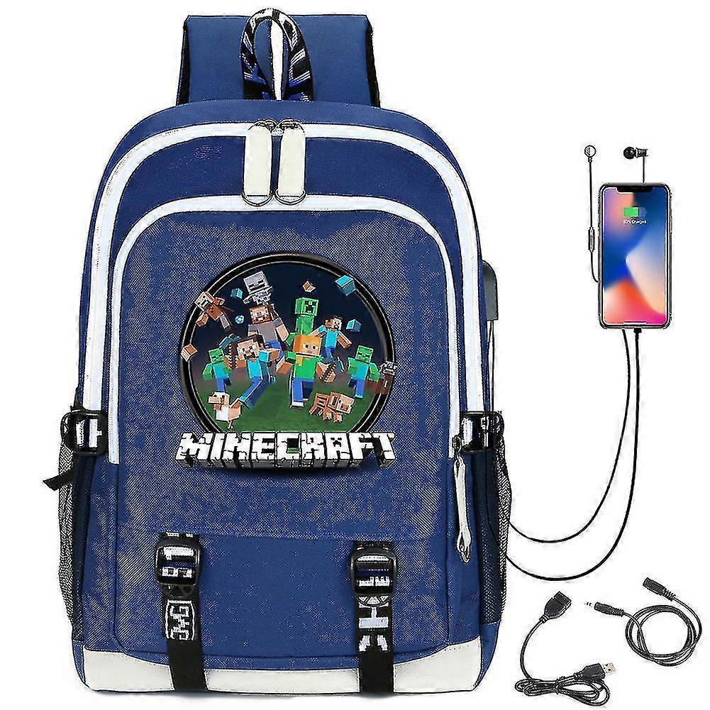 YYH-Minecraft youth School BackpackBlue