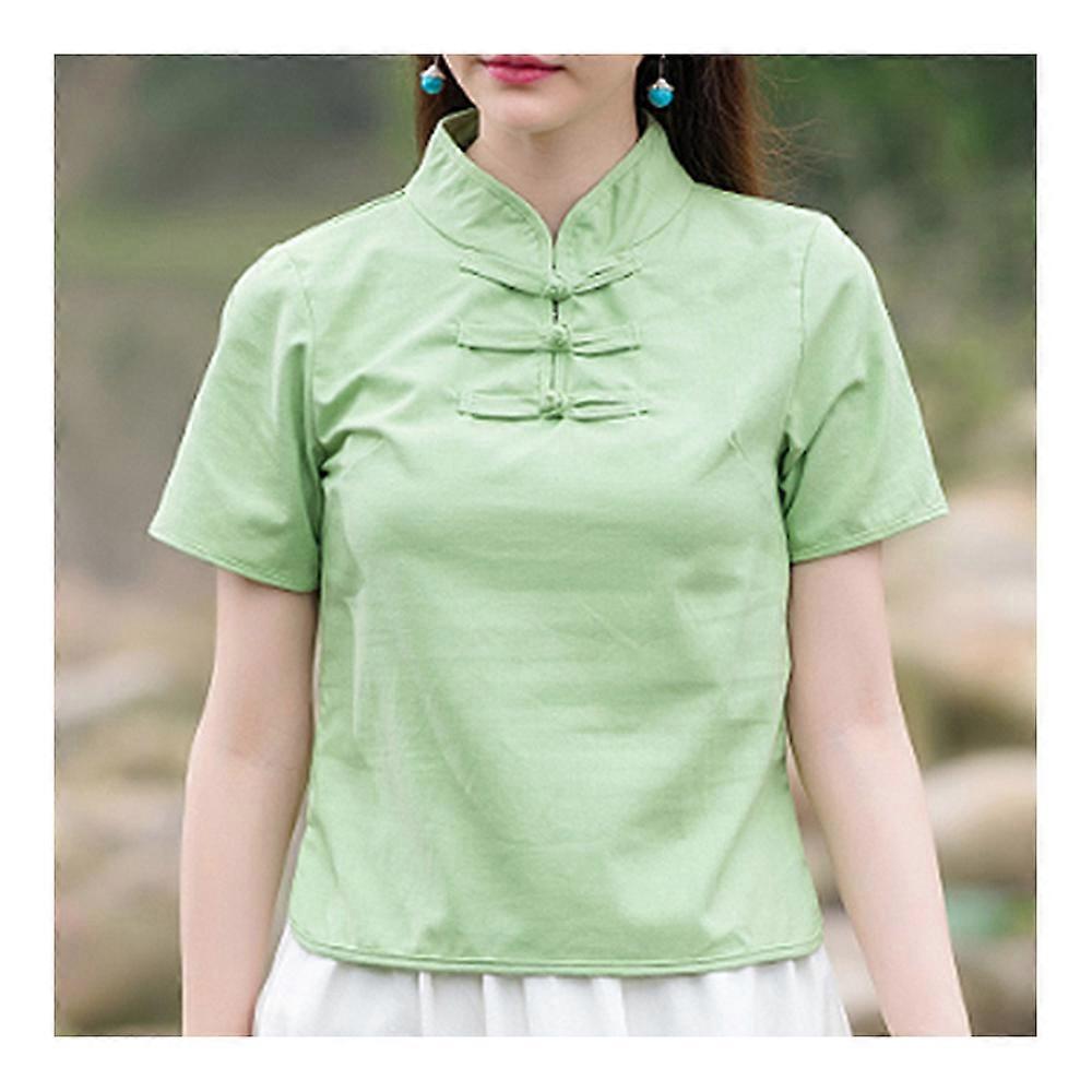 Plate Button Splicing Stand Collar Short Sleeve T-shirt