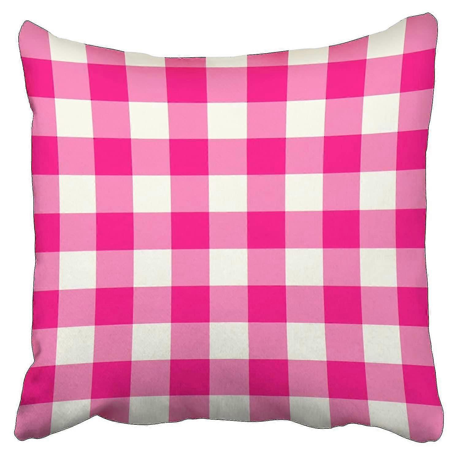 Hot Pink Gingham Pattern Pillowcase Cushion Cover 45x45 Cm Xxf