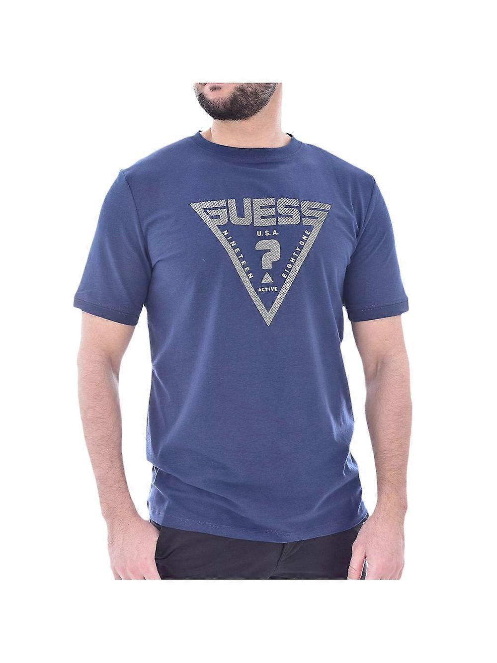 男士 Guess Active T 恤 蓝色