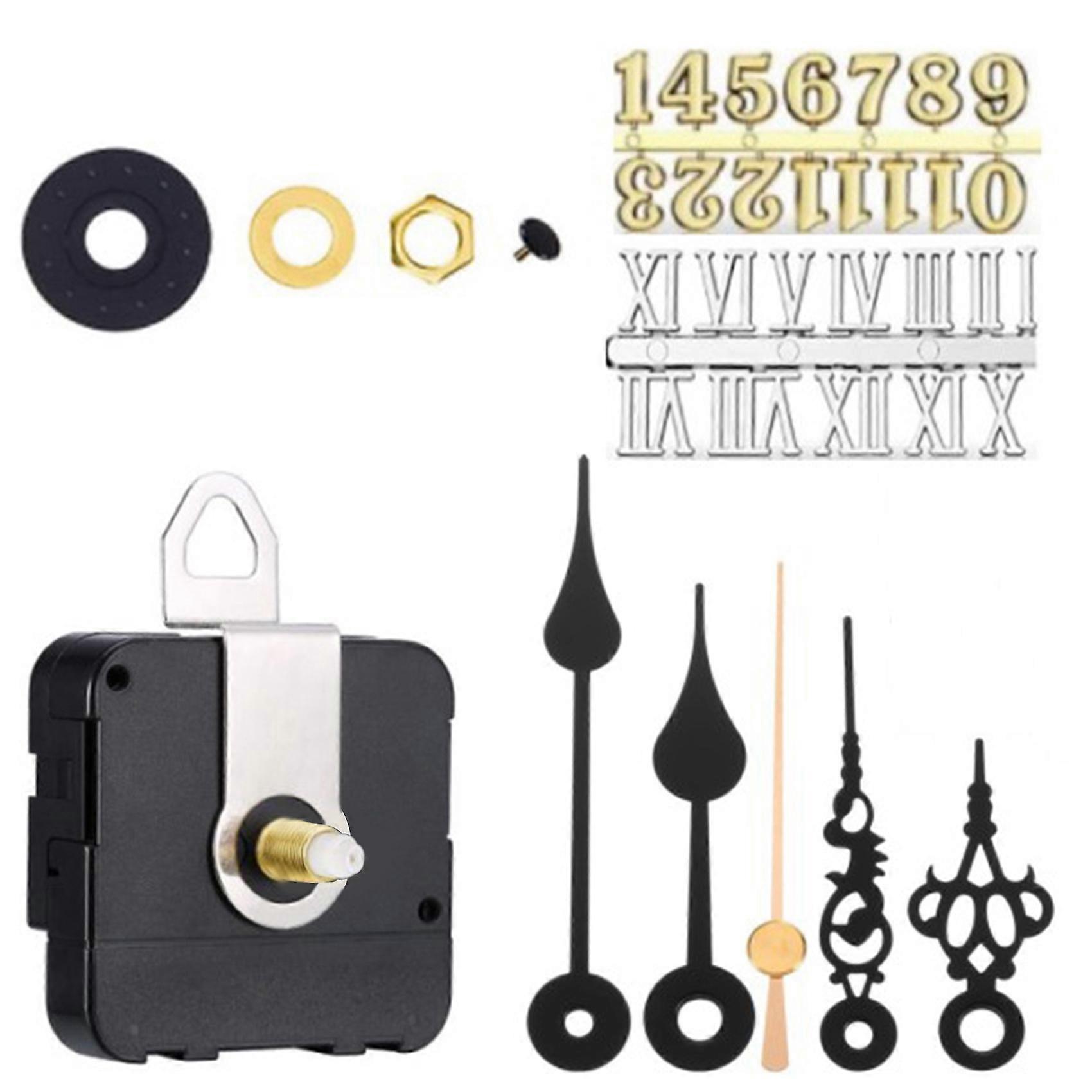 DIY Silent Sweep Quartz Clock Movement Mechanism Clock Numerals Kit with 2 of Short Hands Clock Par