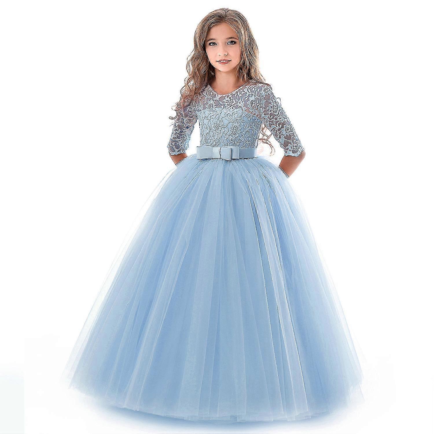 Kızlar Dantel Uzun Balo Önlükleri Nedime Çocuk Elbiseleri Kızlar Için Gençler Kız Parti Elbise Çocuklar Prenses Akşam Resmi Düğün Vestido