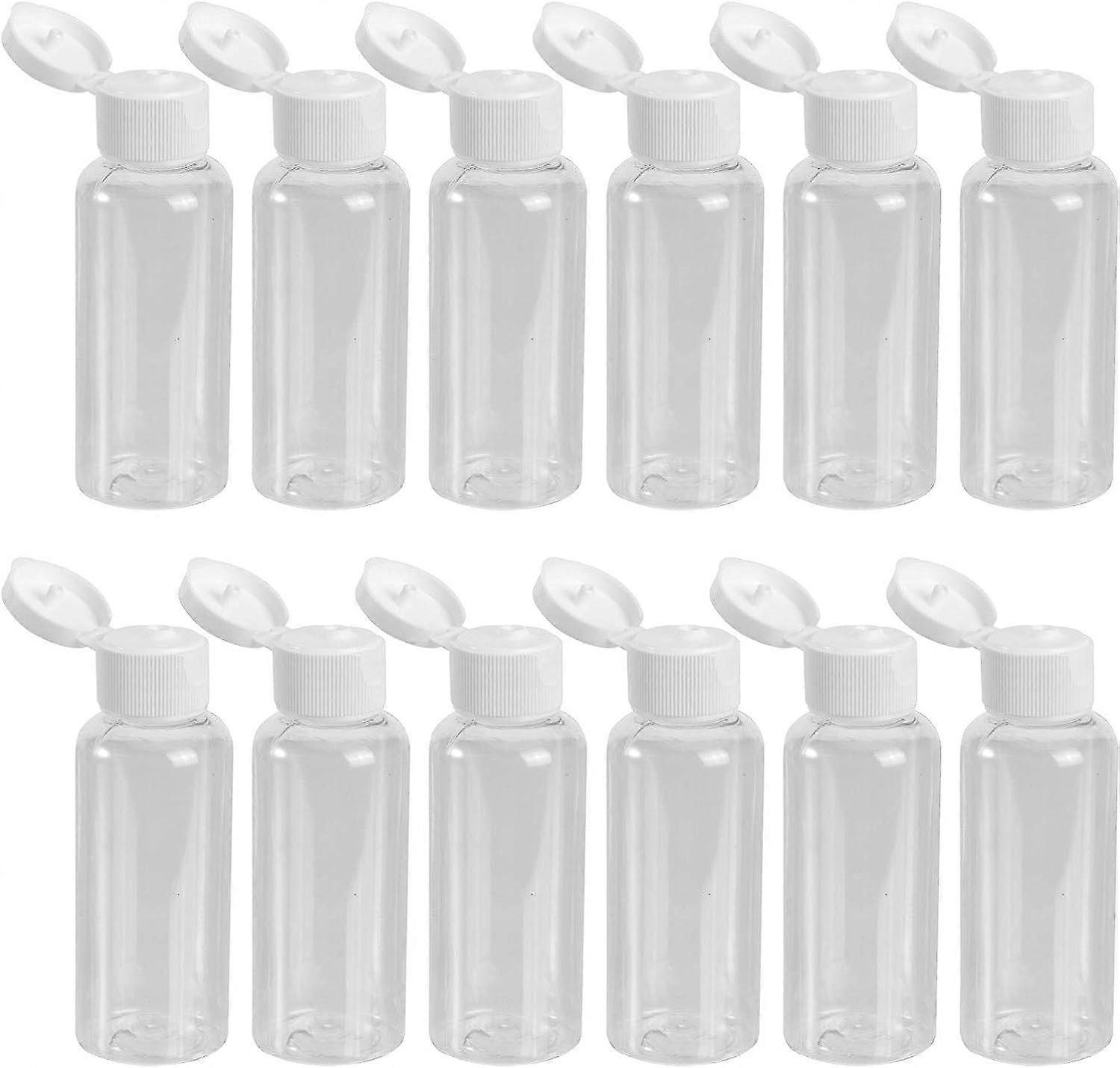 Set of 12 50ml empty plastic bottles with hinged lid for shower gel emulsion