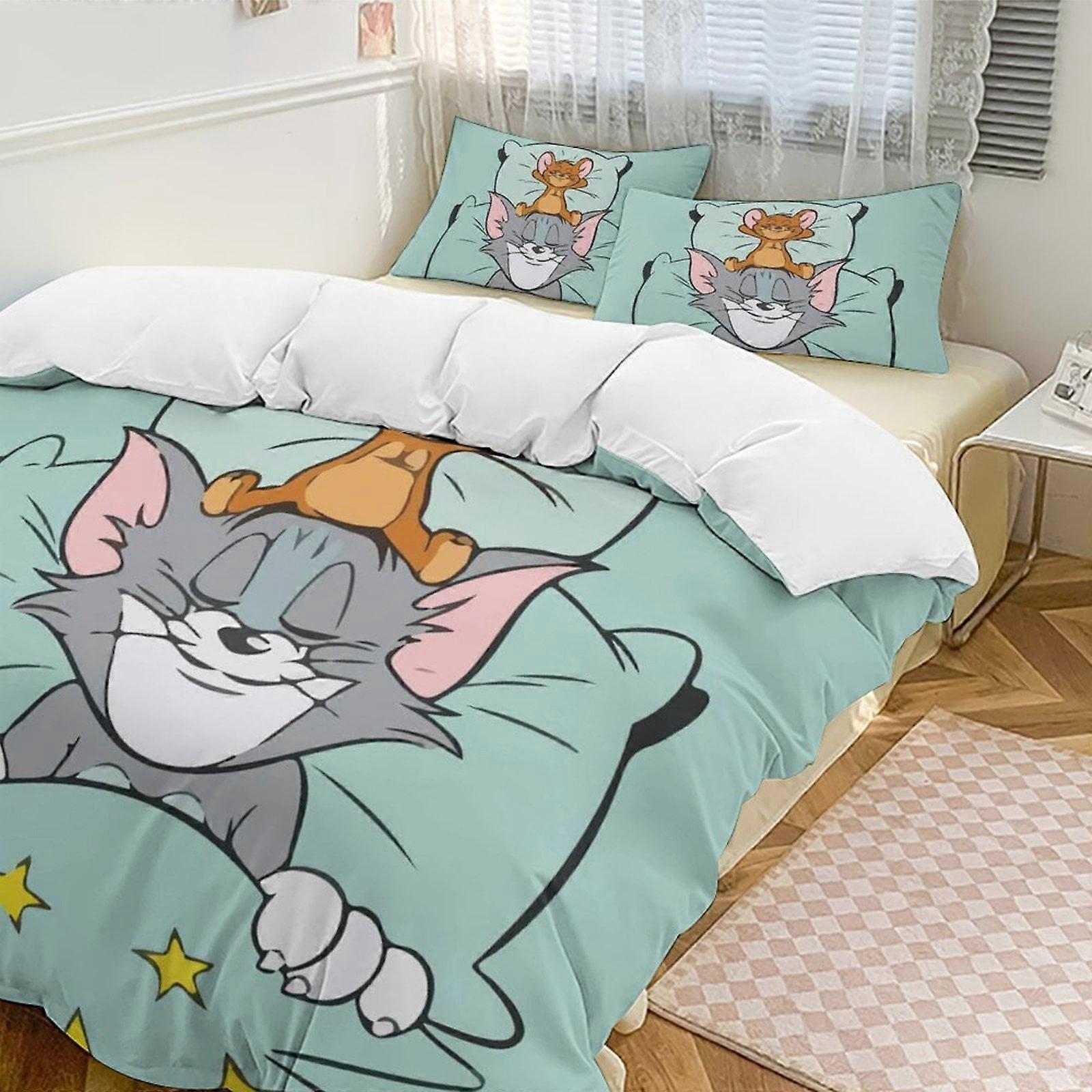 Bedding set WY548 Tom And JerryCartoon Collection 3-Piece Comforter Set, Personalized Bedding Decor for Kids And Teens Bed Sheets ZA548