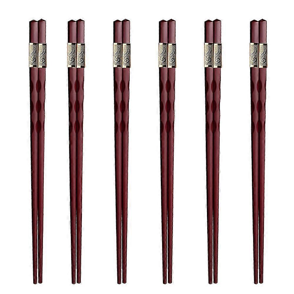 Fiberglass Chopsticks, Reusable Alloy Chop Sticks Non-slip Chopsticks, Threaded chopsticks - 6 Pairs