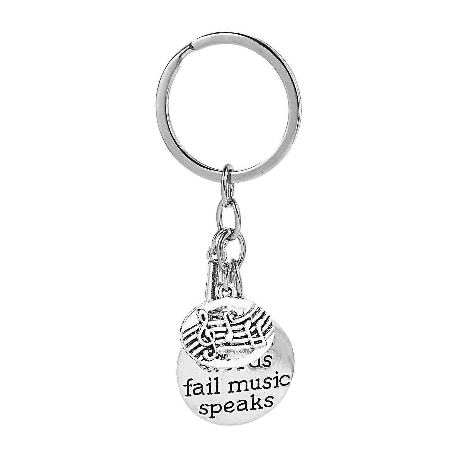 1pc Delicate Retro Keyring with Note Microphone Pendants Music Style Keychain Key Ornaments Pendant Gift Art Professional Key Chain for Friends Famili