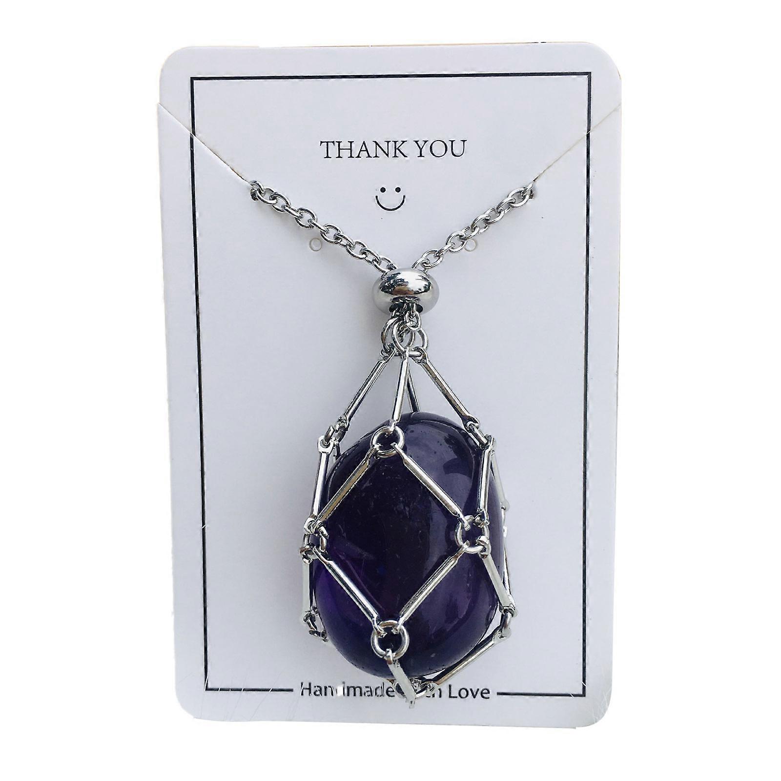 Collier de collier de cage en cristal réglable collier, pendentif en maille de chaîne en pierre de cristal