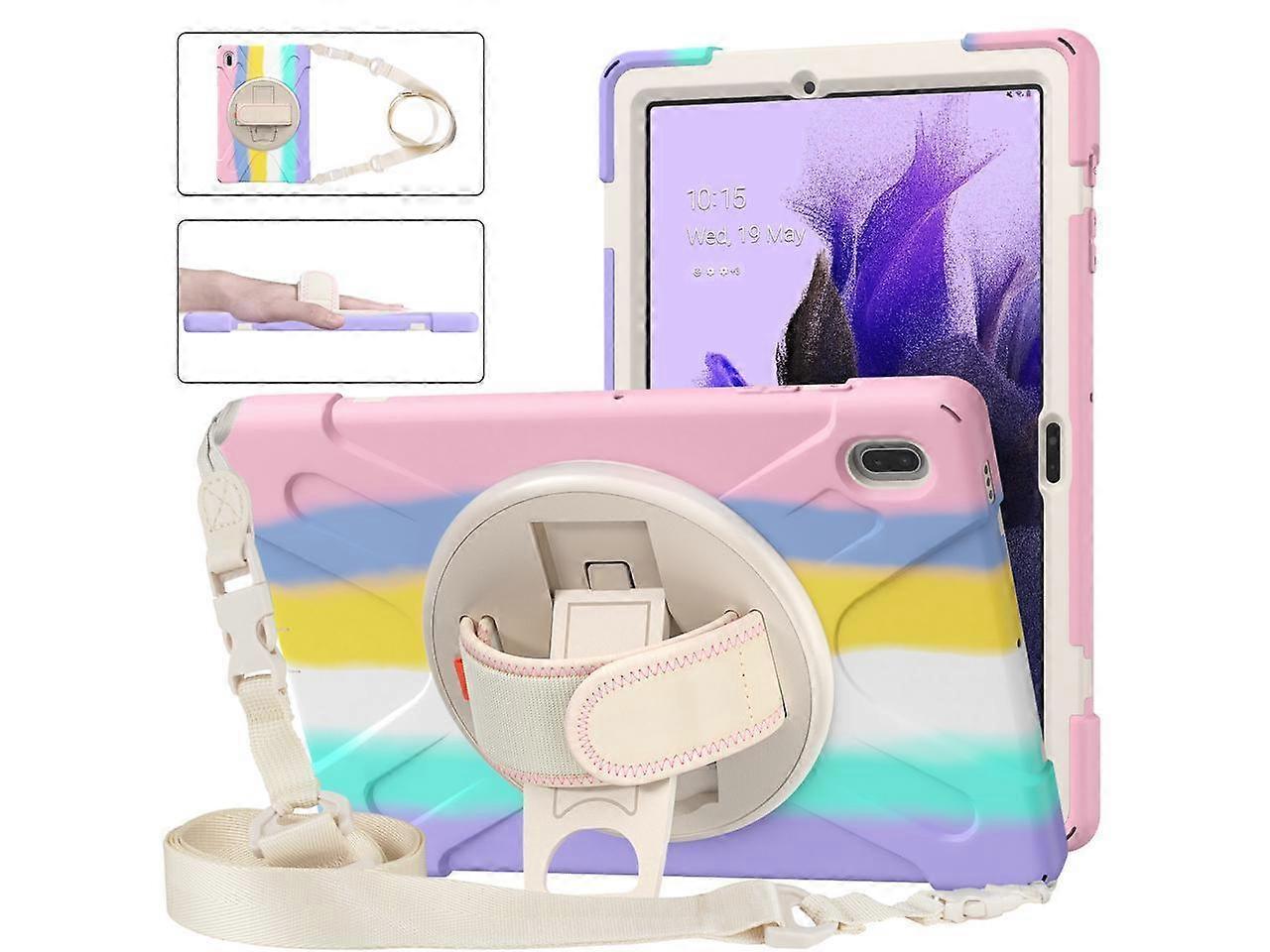 Case for Samsung Galaxy Tab S7 FE 12.4 inch 2021 SM-T730 T735 T736B T736N T738, Protective Shockproof Cover with Stand Handle & Shoulder Strap