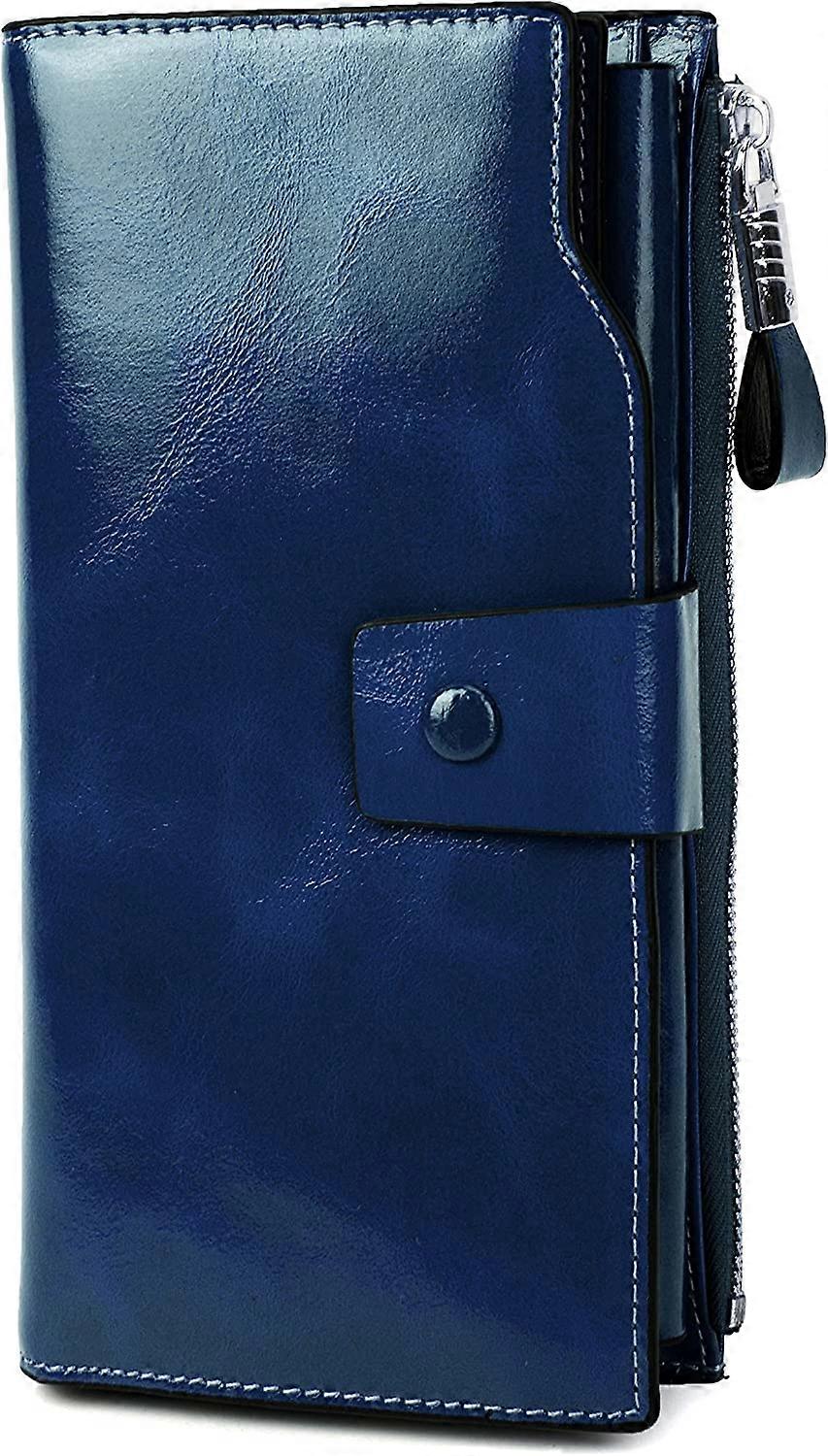 Women's Leather Wallet with Zip RFID Protection Multiple Compartments