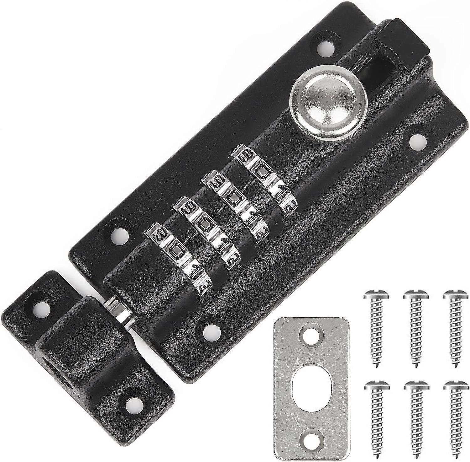 Digit Combination Locking Bolt, 4 Digit Sliding Lockable 120mm Stainless Steel Silded Garden Gate Latch for Wooden Gates, Gate Door Bolt Lock with Ant
