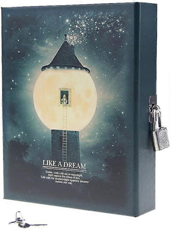 Secret Notebook Padlock Notebook Diary Notebook  Notepad Lock with Key Padlock Cardboard Gift Notepad for Keeping Keepsake and Memory (Lighthouse)