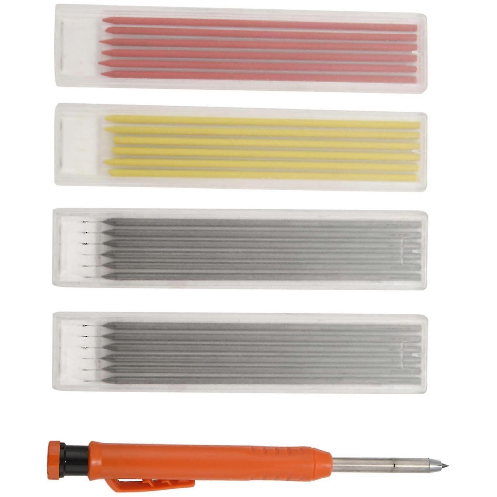 1pc Solid Carpenter Pencils With 24 Refills, For Woodworking